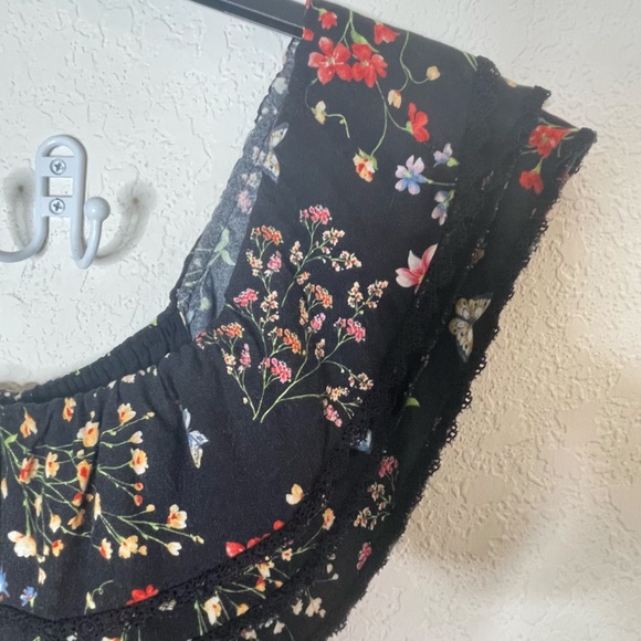 Alice + Olivia Cherri Off The Shoulder Floral Black/Multicolor Maxi Dress Size 6 - Picture 6 of 15